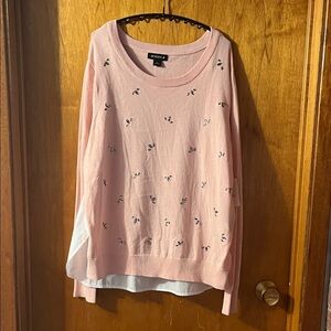 Jessica Soft Knit Pink Sweater with White Accent Large